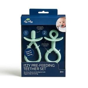 NWT Itzy Ritzy Pre-Feeding Teether Set in Mint Green, 3m+